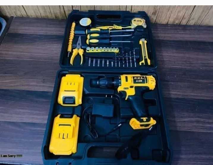 Amazon Lot Imported ZZL 24V Dual Battery Gearbox 64 Pieces Rechargeable Drill and tool kit