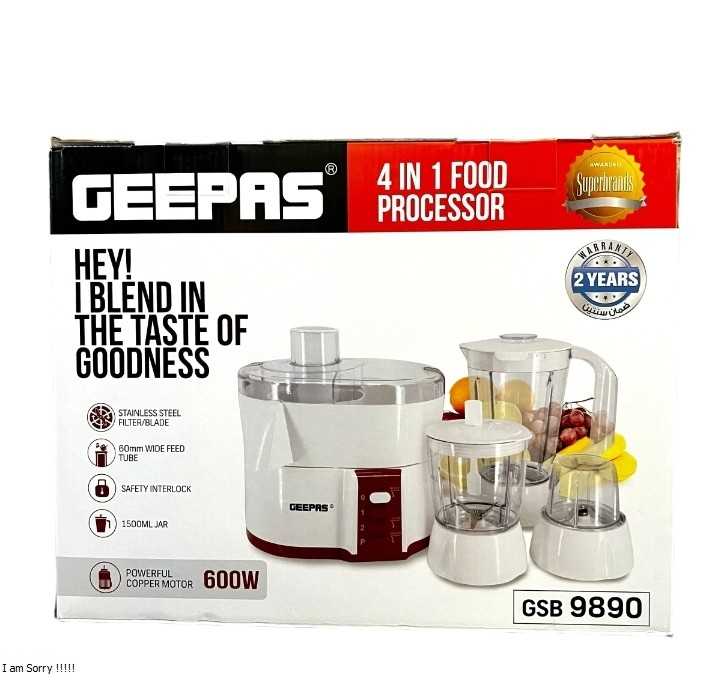 Geepas 4-in-1 Food Processor GSB9890