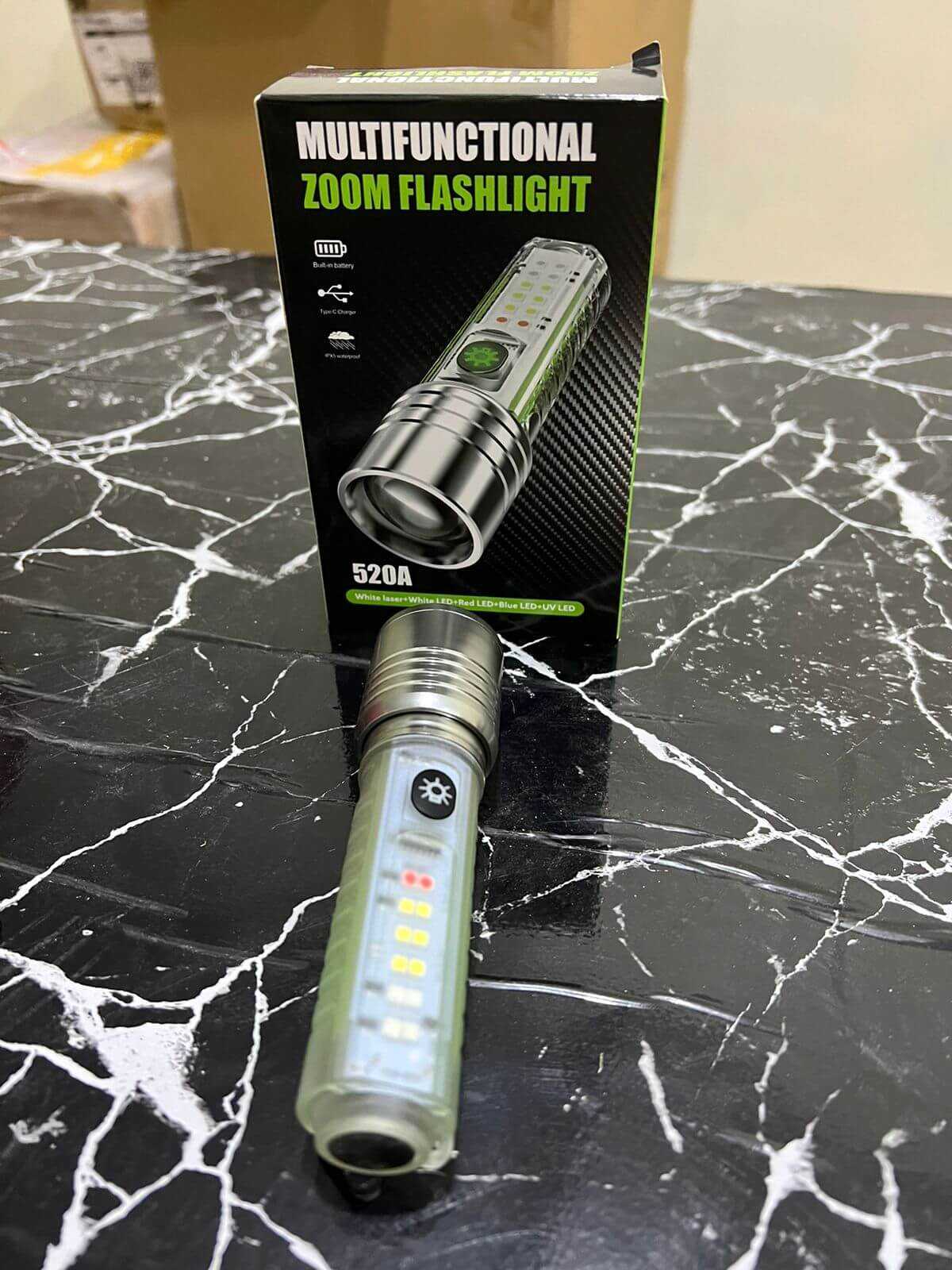Original Amazon Lot Multifunctional Zoom Flashlight 520A 5 in 1 Mood torch