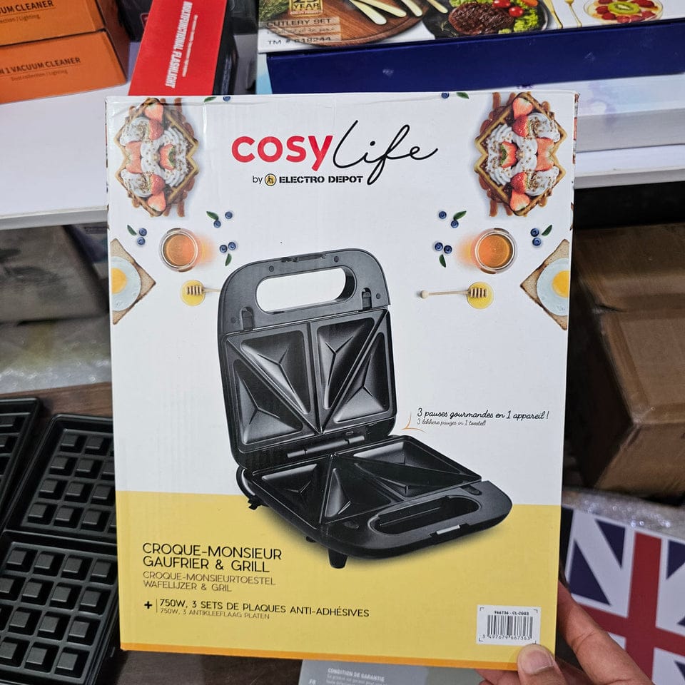 0riginal France  Cosylife 3-in-1 Sandwich Grill and Waffle maker