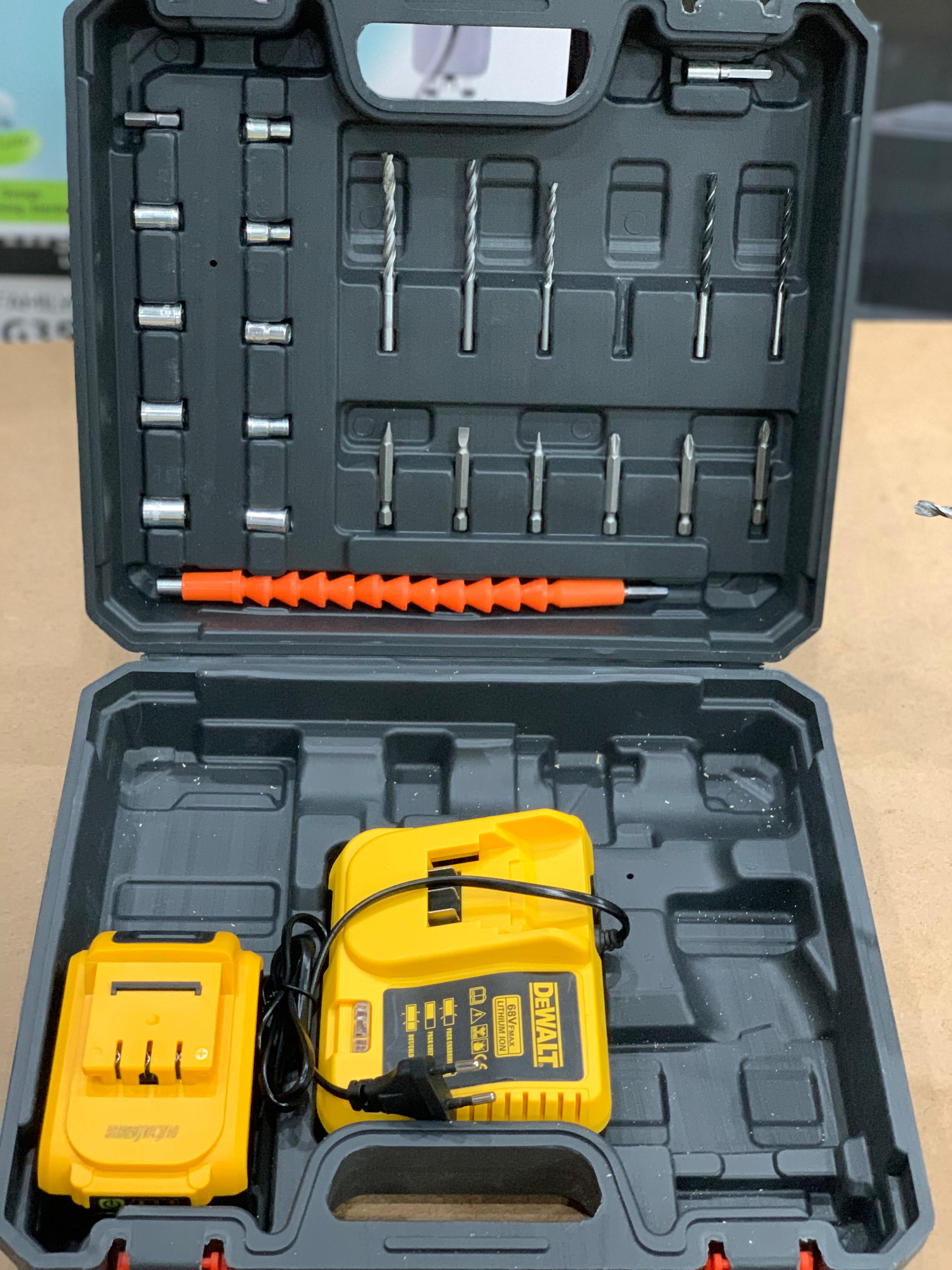 Original DeWalt Lott Imported Drill Set With tools 68 V Battery