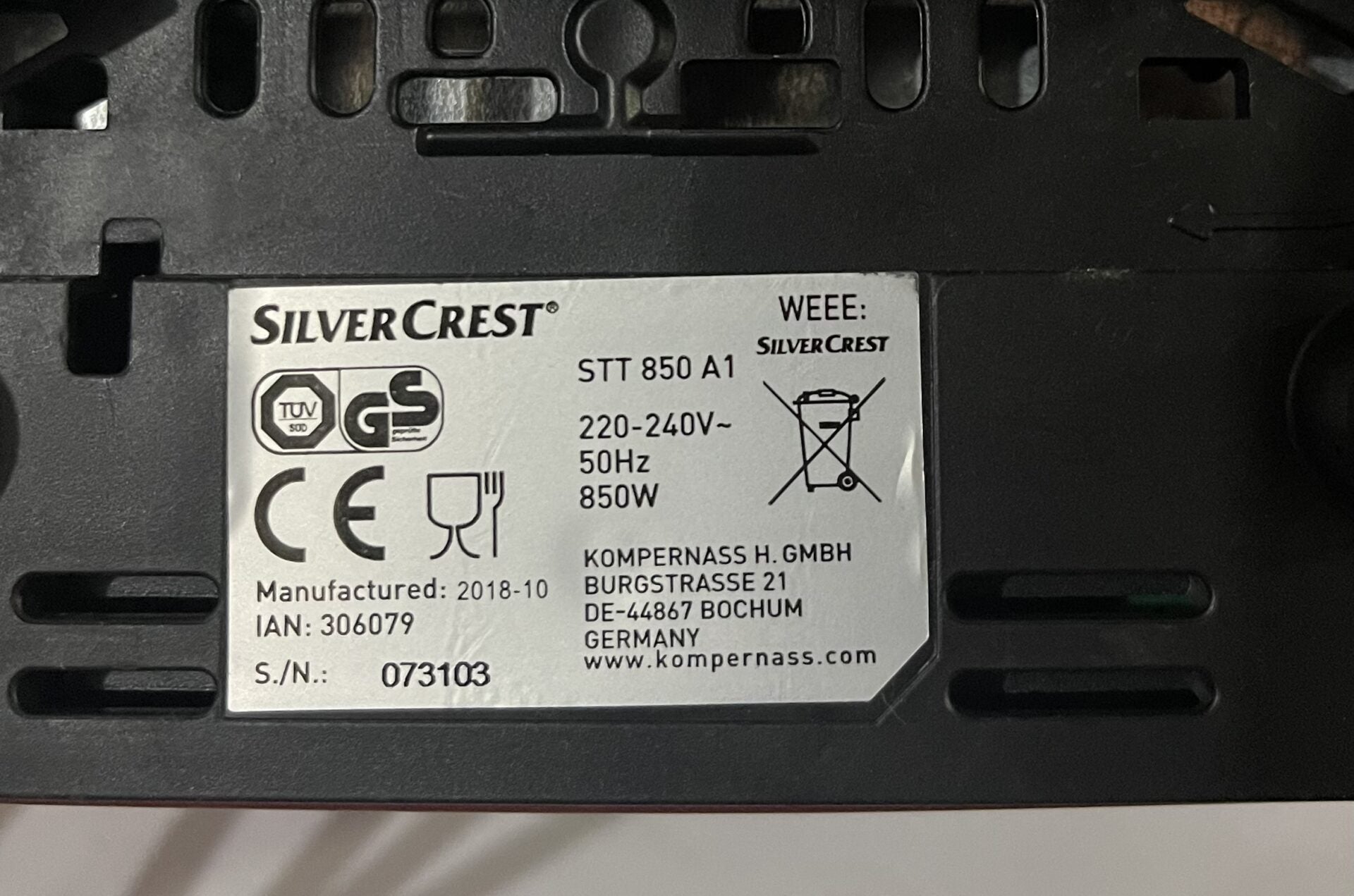 Silver Crest Germany Toaster