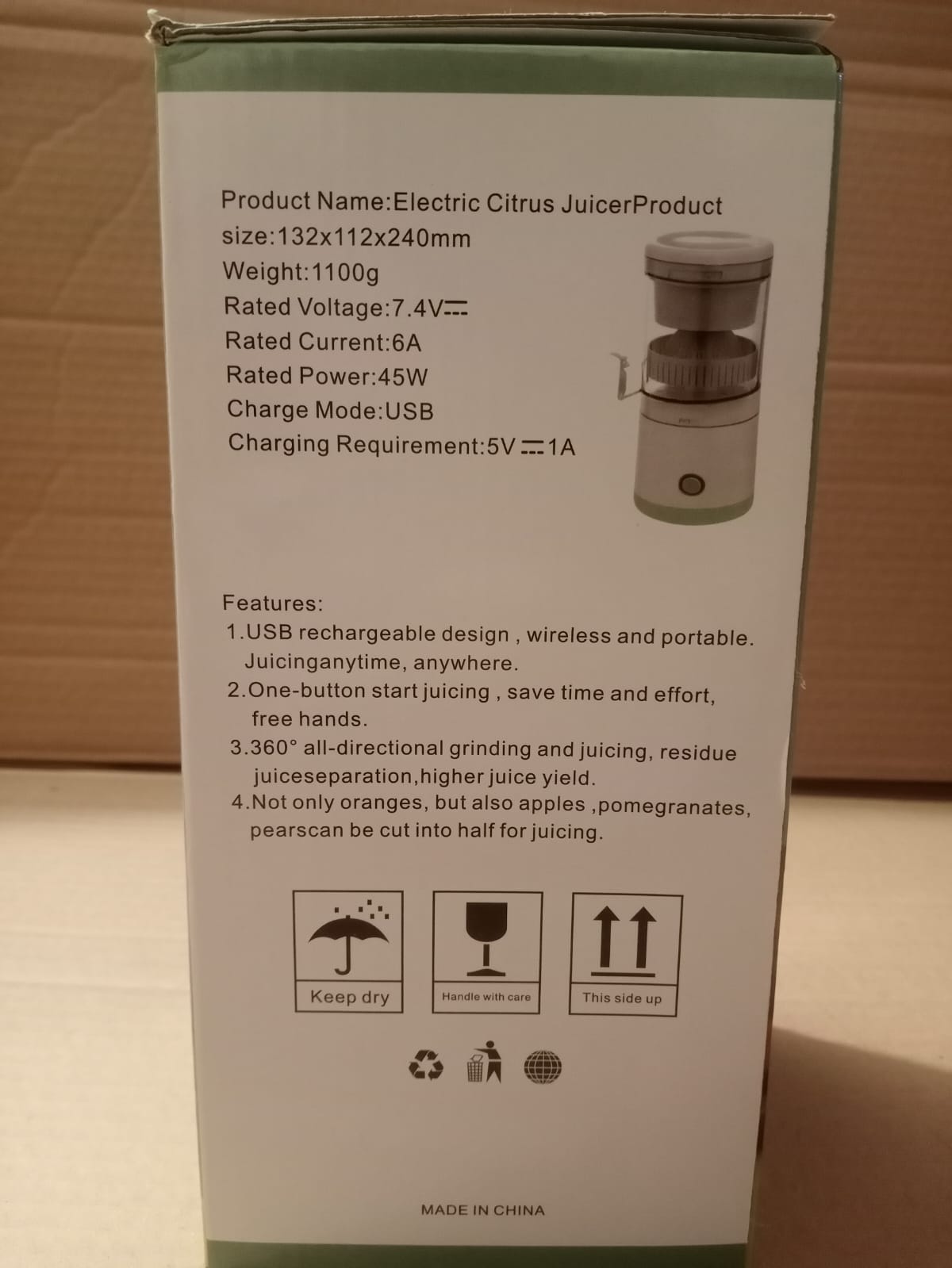 RECHARGEABLE ELECTRIC CITRUS JUICER