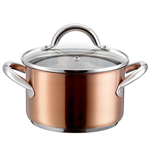 HERENTHAL Stainless Steel 20cm Casserole Pot with Glass lids